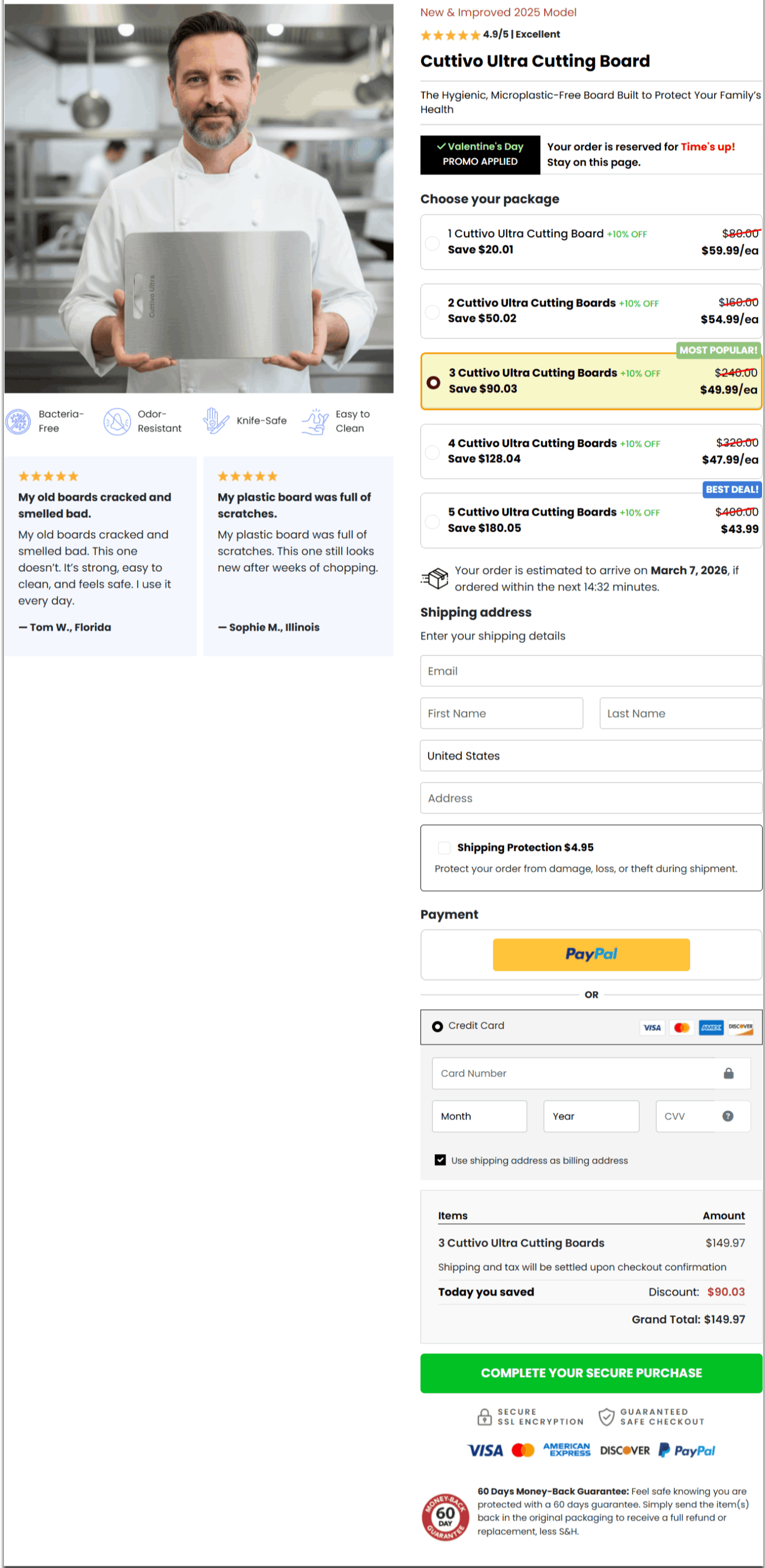 Cuttivo Ultra Secure checkout page